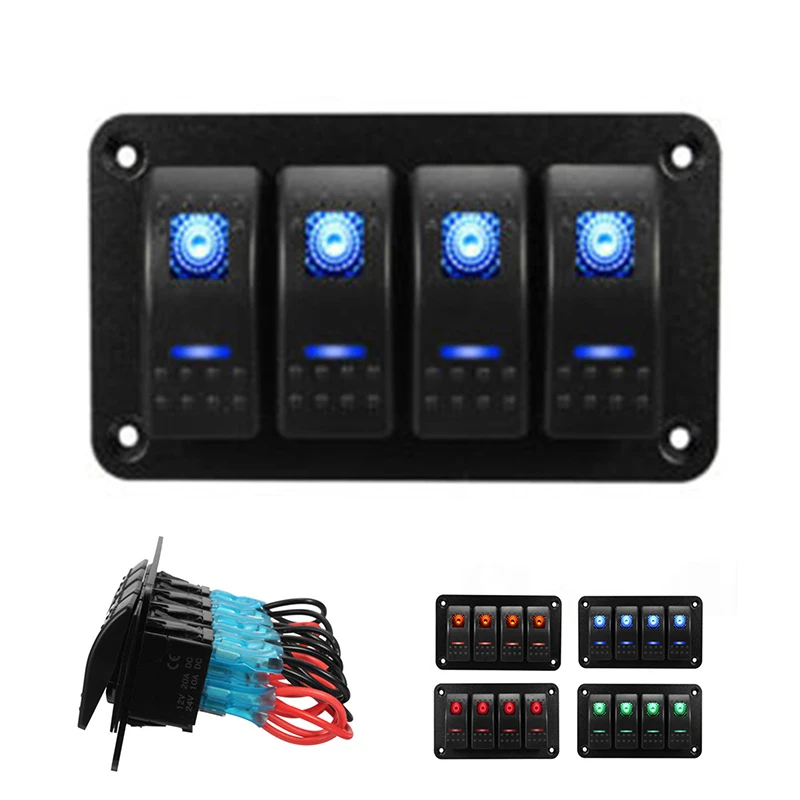 Painel de Luz Gang Alternar Rocker Switch Led On-off Car Marine Boat dc 12 v - 24 4 7 Chaves do carro e relé