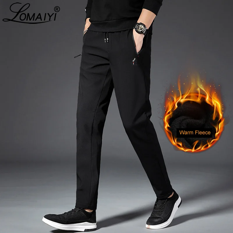 Meilleur LOMAIYI pantalons d hiver pour hommes pantalons de survêtement extensibles lâches pantalons de jogging plus épais pantalons masculins doublure en polaire de grande taille BM294
