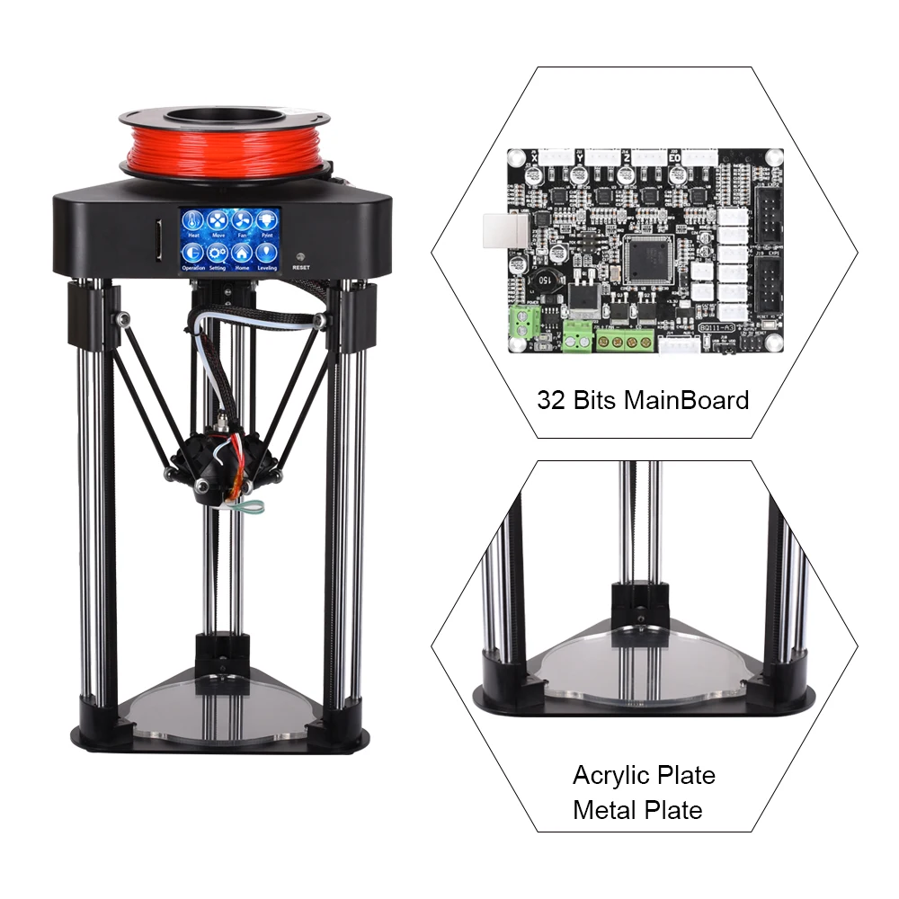 BIQU Magician Высокоточный 3d принтер мини kossel delta принтер Полностью в сборе 2,8 дюймов сенсорный экран с 1,75 pla нитью