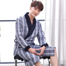 J& Q хлопковый Халат мужской Халат Домашняя одежда мужской банный халат кимоно мужской плед с хлопковой подкладкой шикарный Халат