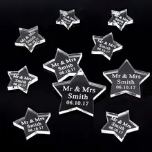 60 Персонализированные Свадебные Mr& Mrs фамилия Золото Серебро зеркало звезда метки день рождения стол Декор подарок на крестины метки сувениры