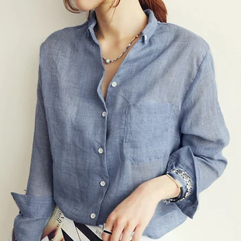 

Chemisier Femme Womens Tops Fashion Autumn Linen White Shirt Women Long Sleeve Blouse Korean Woman Clothes Roupas Femininas