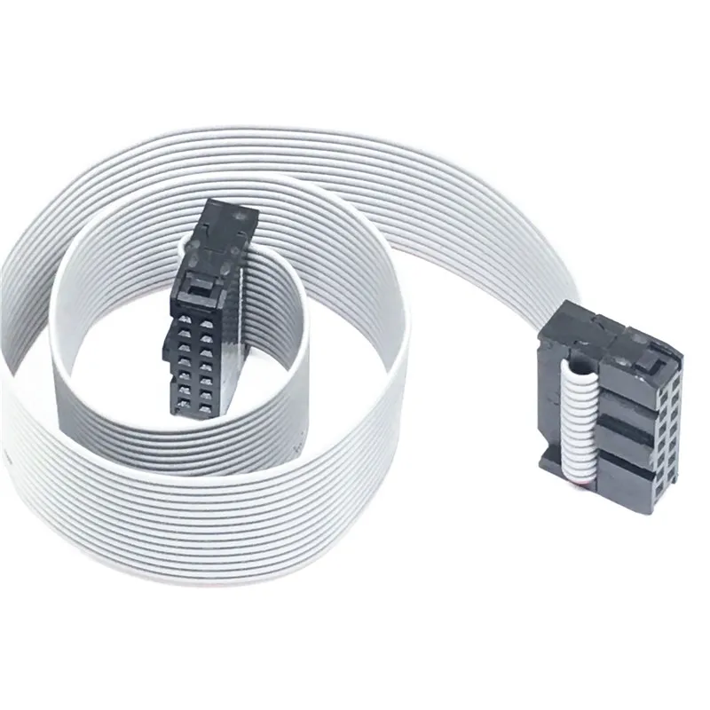 2.54mm Pitch JTAG AVR Download Cable Wire Connector Gray Flat Ribbon Data Cable 28AWG 300V FC-14P 14 Pins 30cm 2