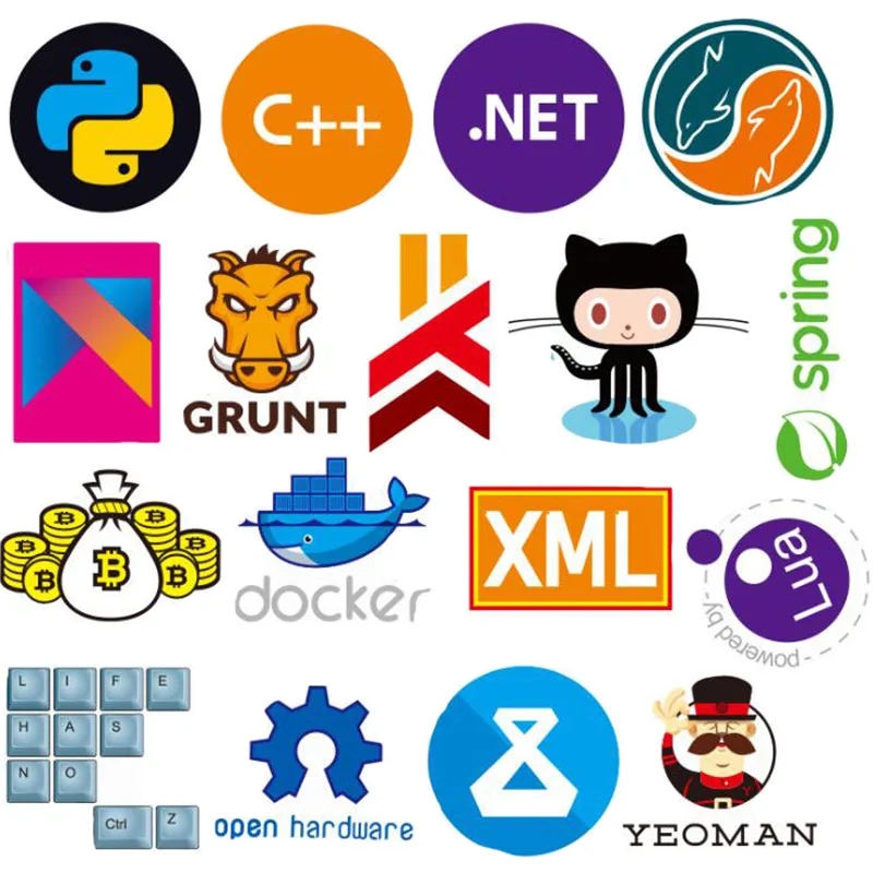 72 шт. интернет Java наклейка гик программист php-docker Html Биткоин облако C++ язык программирования для ноутбука автомобиля DIY стикер s