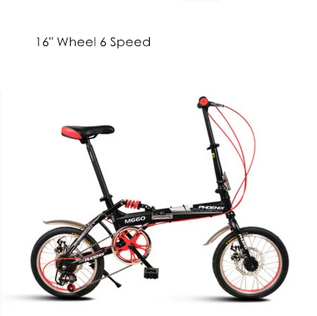 Бренд карбоновая стальная рама 14/1" цельное колесо 6 Скоростной складной велосипед Открытый MBX bicicletas детский Дамский велосипед - Цвет: C 16 inch black