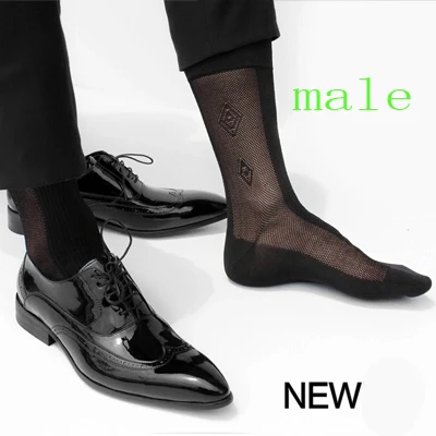2017 Высокое качество Мужские официальные шелковые носки черные прозрачные жаккардовые носки для мужчин сексуальные ножные носки черные