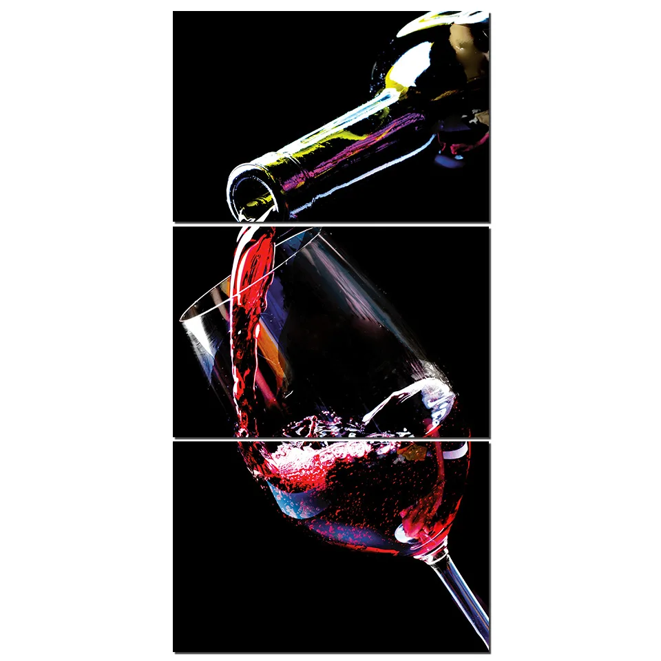 Холст модульной живописи Настенные рисунки напитки картины 3 шт романтические для виноградного вина плакат кот в очках Chateau домашний декор рамки - Цвет: Q8041