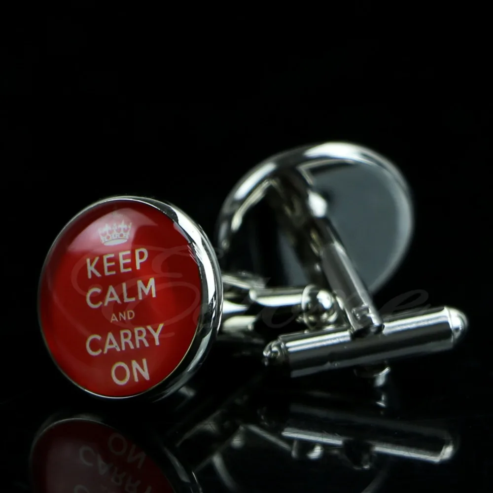 

Vintage Keep Clam And Carry On Silver Jewelry Xmas Wedding Gift Men Cufflinks