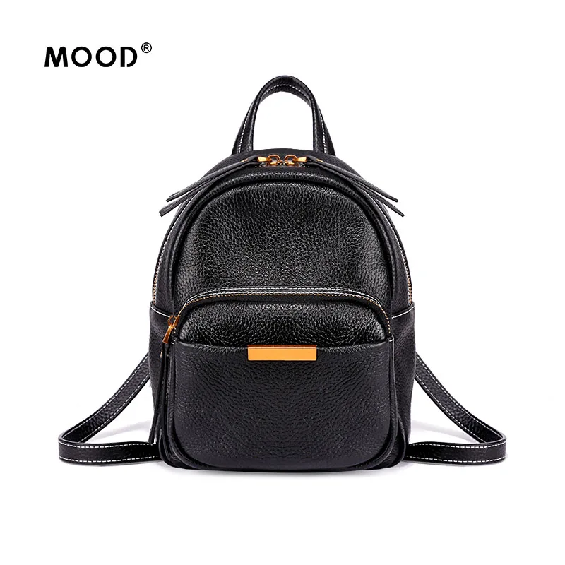 

MOOD Genuine leather backpack 2018 new head layer cowhide women mini soft light travel easily Quality guarantee free shipping