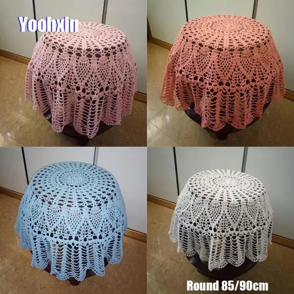

85/90cm Luxury Handmade crochet white table cloth cover dining lace cotton round coffee tea tablecloth Christmas wedding decor