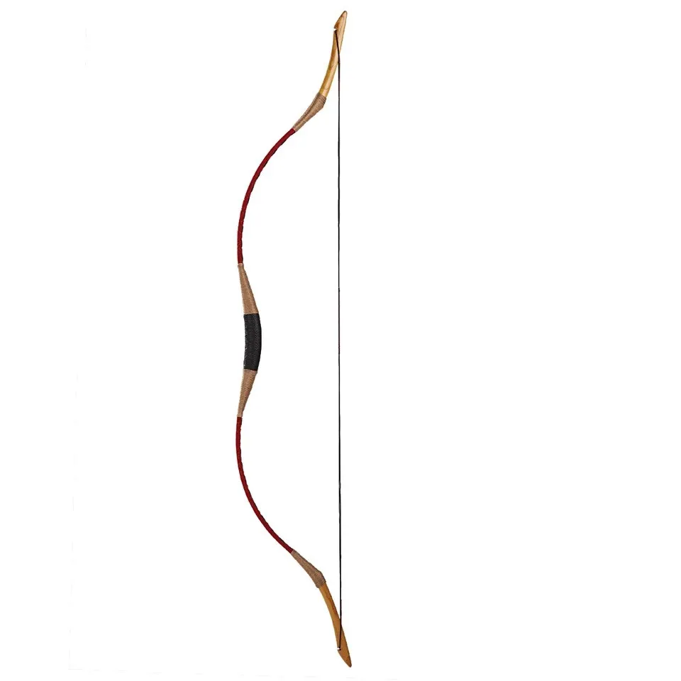 

High Quality Red Cow Ieather Traditional Bow Hand Made 20-80IBS Archery Hunting Long Bow Recurve Bow