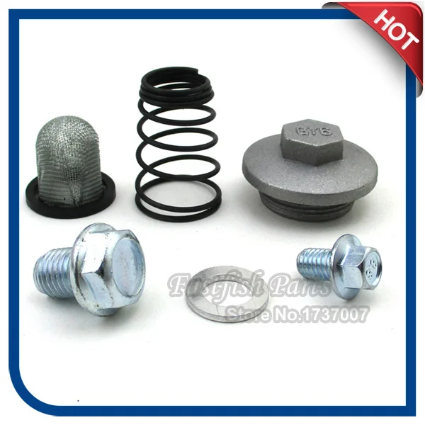 Oil Strainer Cap Drain Plug Bolt Screen Seal Spring For Moped GY6 50cc 125 150cc ATV Quadsin