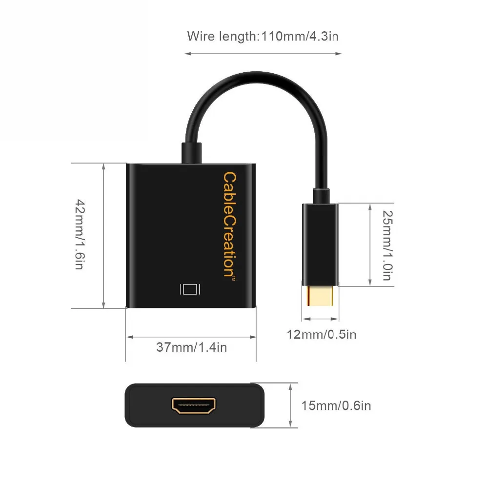 USB-C к HDMI, кабель type C(совместим с Thunderbolt 3) к HDMI 4K концентратор адаптер, ompatible macbot Air, MacBook(Pro