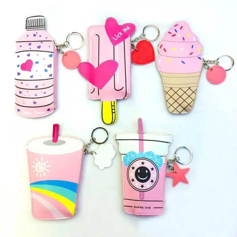 

2017 New coin Purses Handbags Women Cute Ice Cream A Bottle Of A Leather Bag Kawaii Kids Wallet A Small Bag For The Keys
