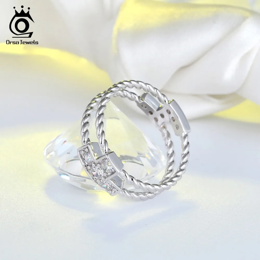 ORSA JEWELS Original Design Tetris Pattern Ring for Women Men Vintage Ring Birthday Gift for Girls Valentine Day Jewellry OR174