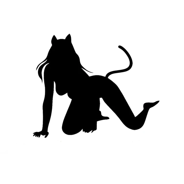 12 1 10CM Sexy Cat Girl Car Stickers Vinyl Decals Personalized Car Styling Black Silver C7