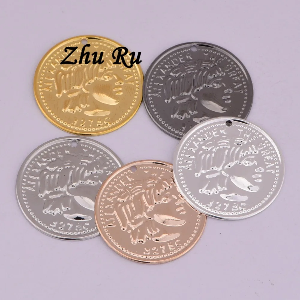

20mm 10pcs Retro Charms Human head shaped round copper coin tray Pendants Making DIY Handmade Tibetan Silver Jewelry