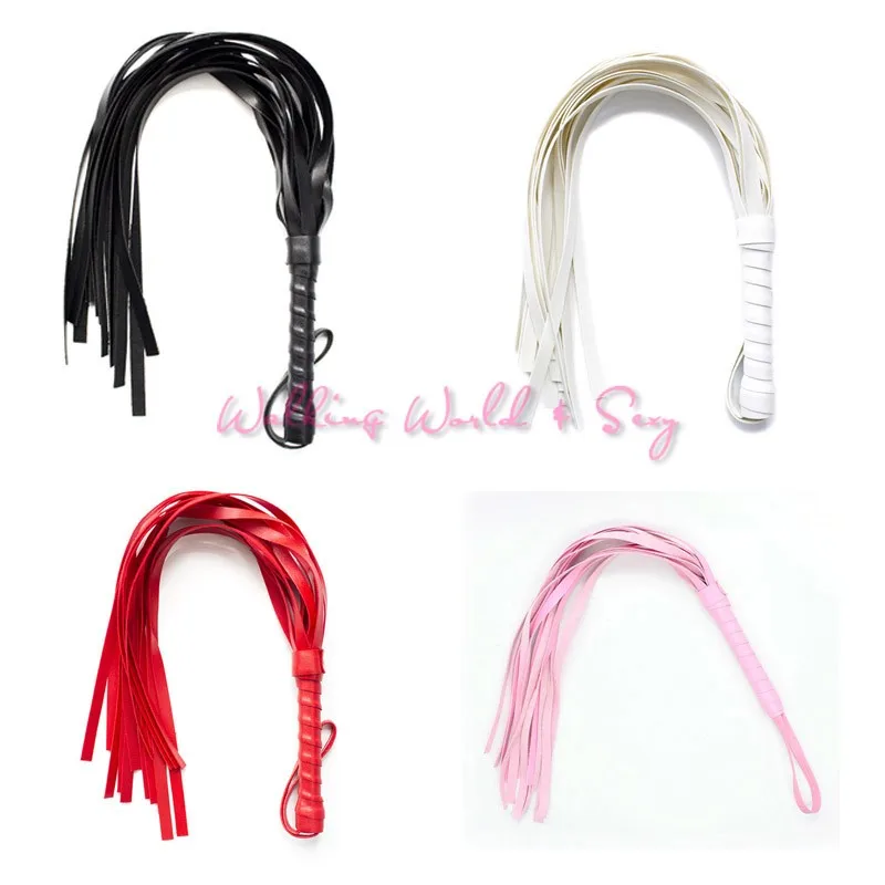 Lovely 45CM Leather Whip Fetish Restraint Bondage Lash Flogger Tails Sexy Toys For Couple Roleplay S M Adult Game Products (2)