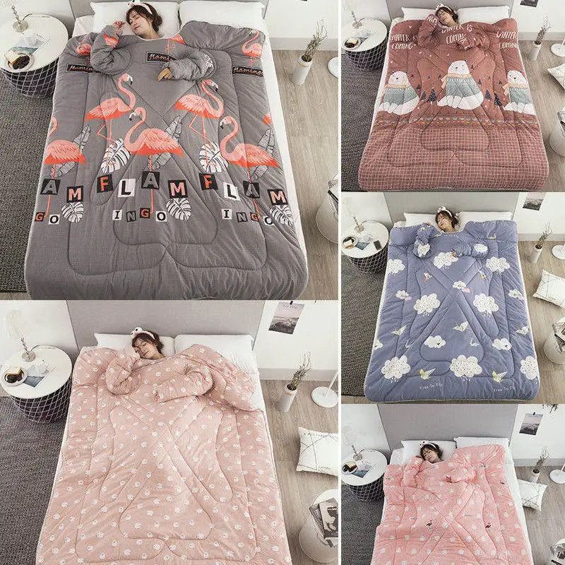 Winter Lazy Quilt With Sleeves Warm Soft Thick Washable Bedding Quilts Blanket