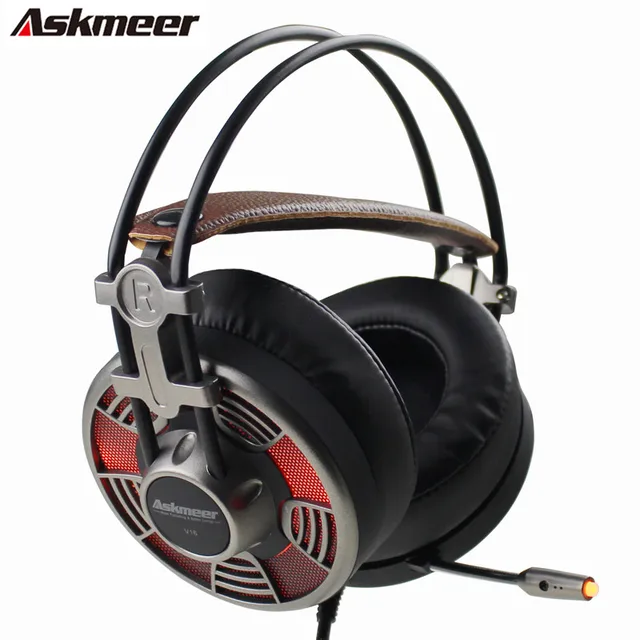 Askmeer V16 USB Professional Stereo Gaming Headphones With Microphones Led Light Big Earmuff PC Gamer Game Headset for Computer Askmeer V16 USB Professional Stereo Gaming Headphones With Microphones Led Light Big Earmuff PC Gamer Game Headset for Computer