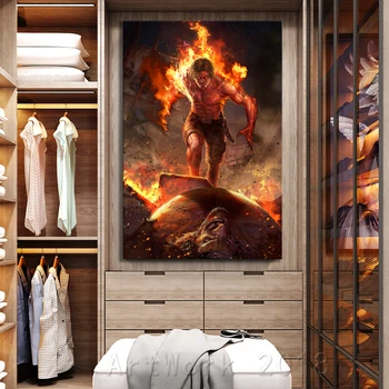 

Portgas D Ace VS Marshall D Teach ONE PIECE Artwork Illlustration Frameless Painting Kids Room Wall Art Decorative Painting