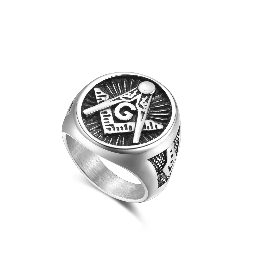 

Hot Sale 316L Titanium Steel Masonic AG Men's Biker Ring Punk Rock Stainless Steel Jewelry 8-12# anel bague