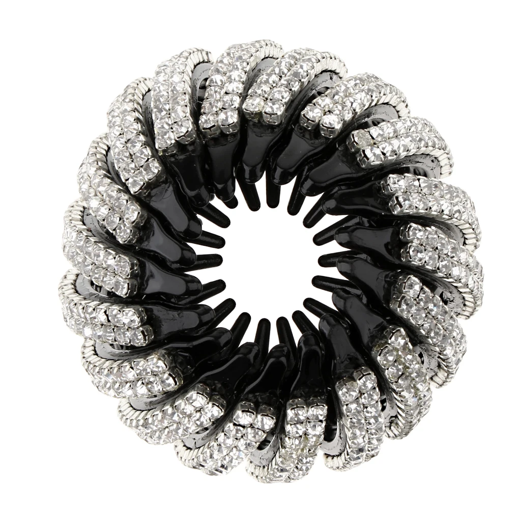 Elegant Lady Plastic Full Crystal Hair Updo Clip Bun Maker Wedding Prom Styling Tool