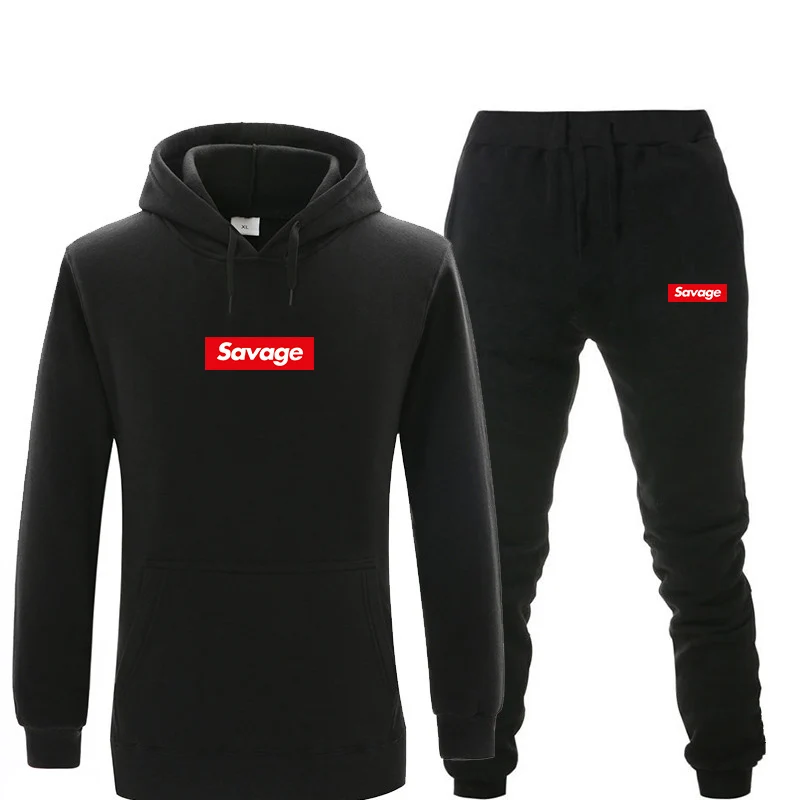 

New Tracksuit men hoodie Set off white streetwear hoody Sportswear Sets Fleece hoodie+Pants sweatshirt suit Malechandal hombre