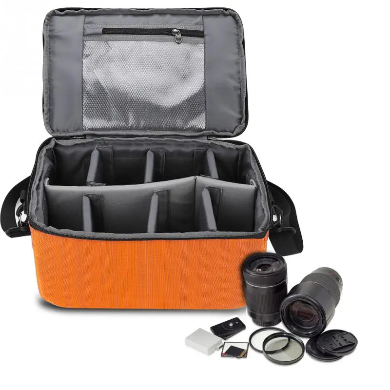 

Orange Waterproof Protective Insert Partition Handle Camera Bag Lens Case Pouch