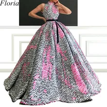 Скромное Пышное Платье принцессы трапециевидной формы для милых 16 без рукавов, для высокой шеи Девочек выпускного вечера вечерние халаты с поясом