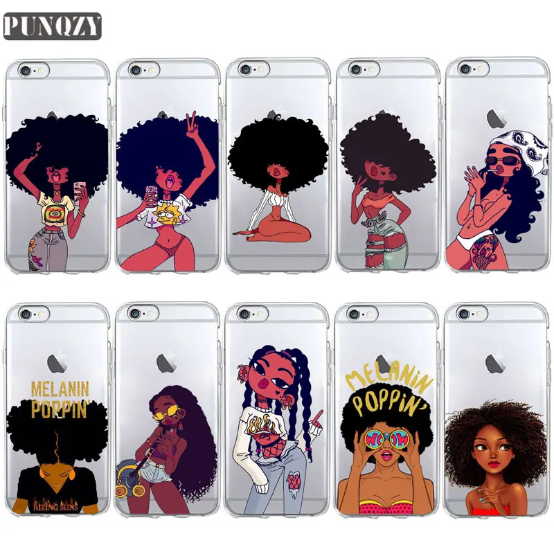 Afro Black Girl Magic Melanin Poppin phone Case For iPhone 7 5S SE 6s 8 Plus Soft TPU Silicone Cover For iPhone X XR XS MAX Case Afro Black Girl Magic Melanin Poppin phone Case For iPhone 7 5S SE 6s 8 Plus Soft TPU Silicone Cover For iPhone X XR XS MAX Case