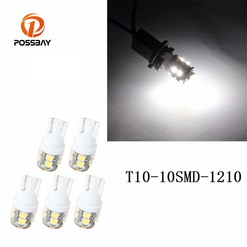 

POSSBAY High Quality Car LED White Light T10 10 SMD 1210 Bulbs 12 V Auto External Light Sourcing