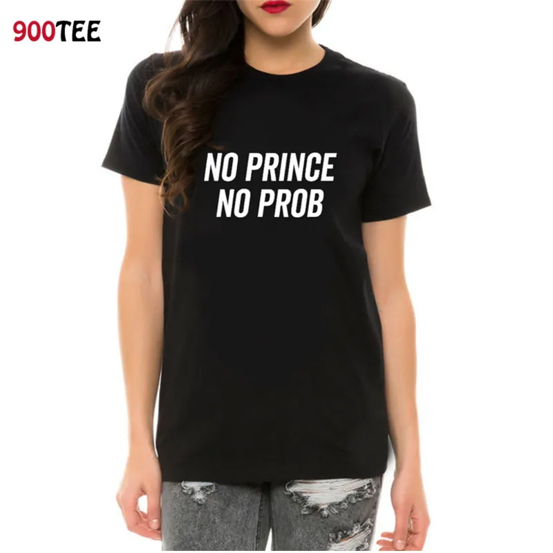Новое поступление футболка с надписью No Prince Prob женская коротким рукавом и