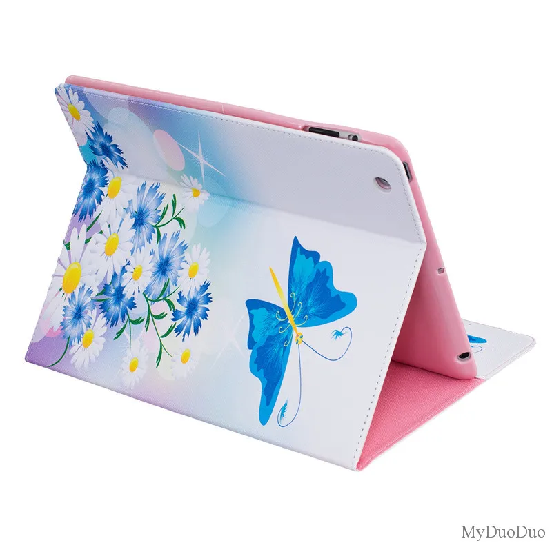 Cute Bear Pig Case For  Ipad 2 Case For Ipad 3 For Ipad 4 Case Beautiful Butterfly Flower PU Leather Stand Wallet Tablet Cover (22)