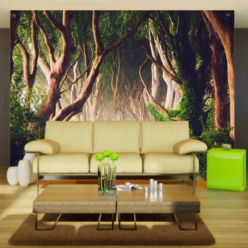 Фотообои 3D лес природа пейзаж фотообои гостиная ТВ диван спальня фоновая стена