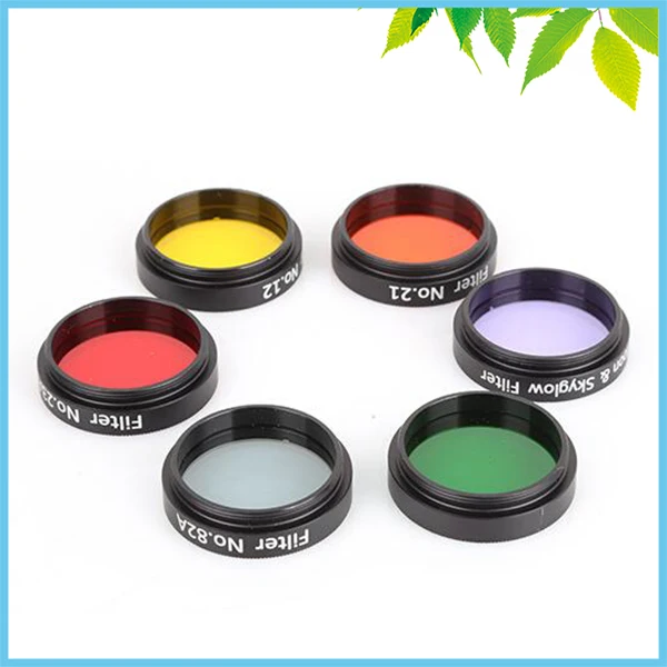 

6 Colors Orange Red Yellow Green Blue Moon Optical Filter 1.25 inches 31.7mm for Astronomical Telescope with Aluminum Box