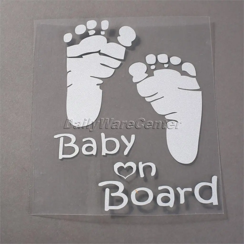 Cartoon BABY ON BOARD CUSTOM Footprint Motorcycle Car Sticker Waterproof Rear Windshield Car Styling Stickers On Car Accessories