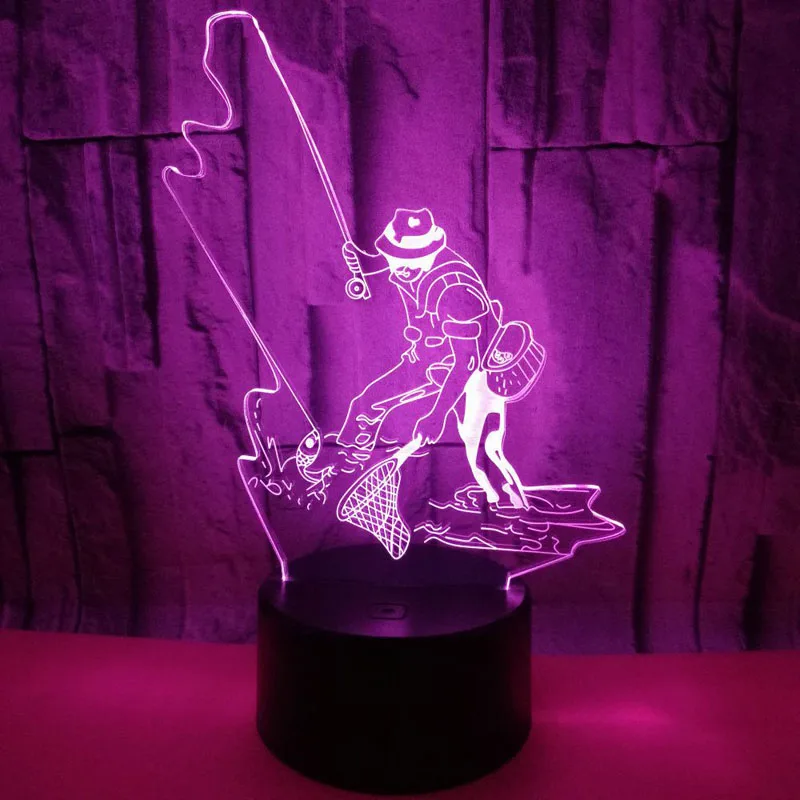 

YIMIA Creative 3D Visual Fishing Led Night Light 7 Color Home Table Party Bar Decor Lamp Boys Man Kids Favor Best Gifts
