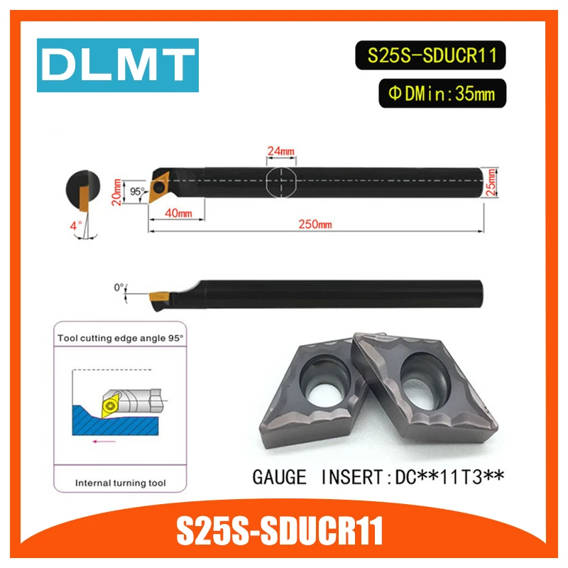 

S25S-SDUCR11 95 Degrees Internal Turning Tool Holder For DCMT11T304 DCMT11T308 Insert Internal Boring Bar Lathe Machine