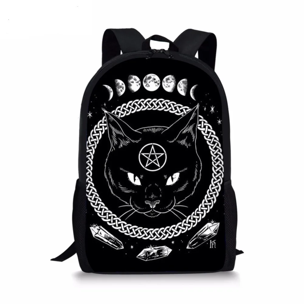 

Gothic Moon Phase Backpacks For Teenage Boys Girls The Witching Hour Witchcraft Black Cat School Bags Kids Rucksack
