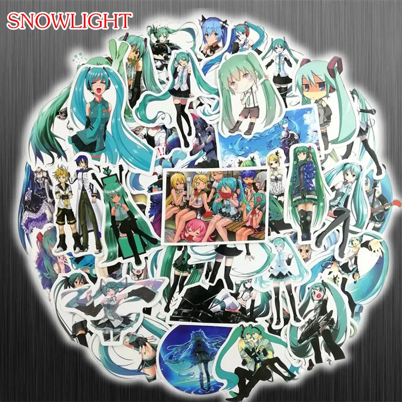 100Pcs/set Cute Cartoon Anime Hatsune Miku Stickers For Luggage Laptop Notebook Skateboard Motorcycle DIY Sticker