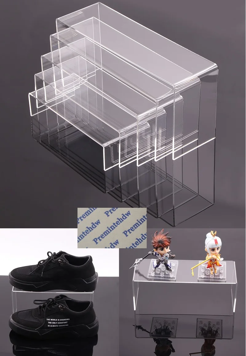 

2Pcs/Lot Clear Acrylic U Stand for Display Showcase Shelf Figures Buffets Cupcakes and Jewelry Shoe Cosmetic Display Stands