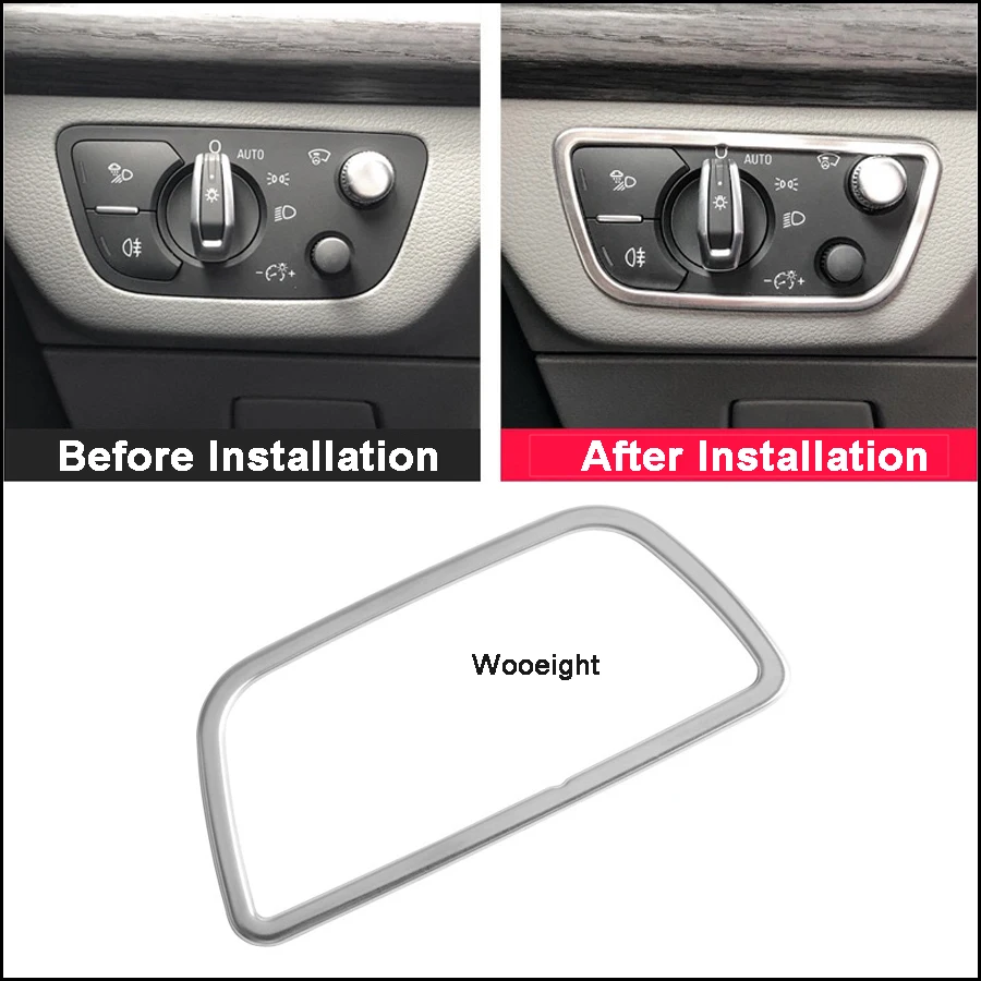 Wooeight Stainless Steel Car Interior Head Fog Light Lamp Control Button Trim Cover Decorative For Audi A4 (B9) A5 (F5) Q5 (FY) (2)
