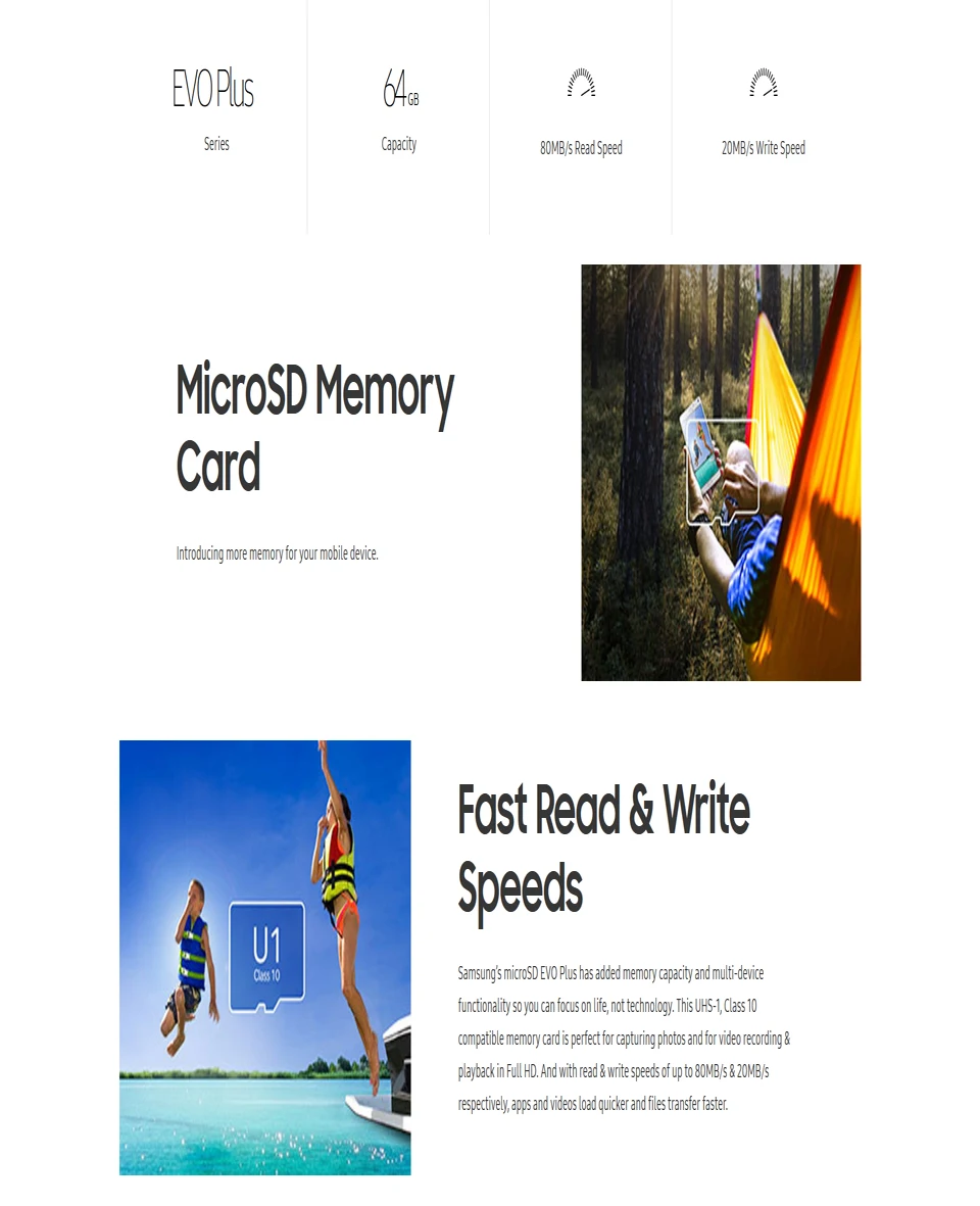 SAMSUNG карта памяти Micro SD Class10 Карты Памяти 64 ГБ EVO+ плюс TF Trans Flash Микро Карты 64 ГБ memoria microsd для смарт-телефоны