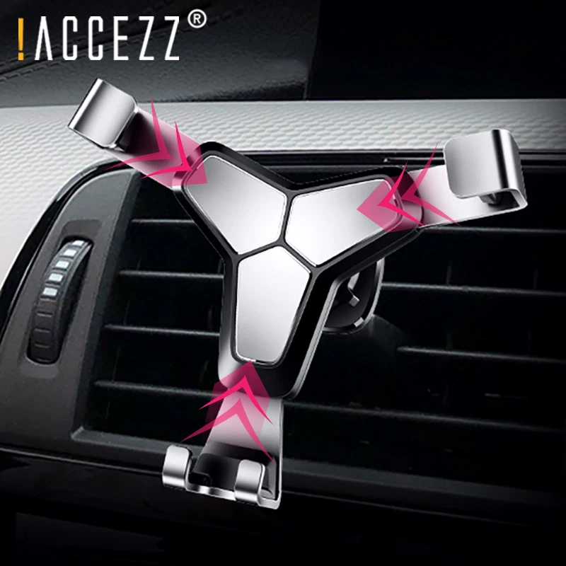 

!ACCEZZ Car Phone Holder Air Vent For iPhone 7 MAX XS Samsung Xiaomi Redmi Note 7 Metal Gravity Universal Smartphone GPS Bracket