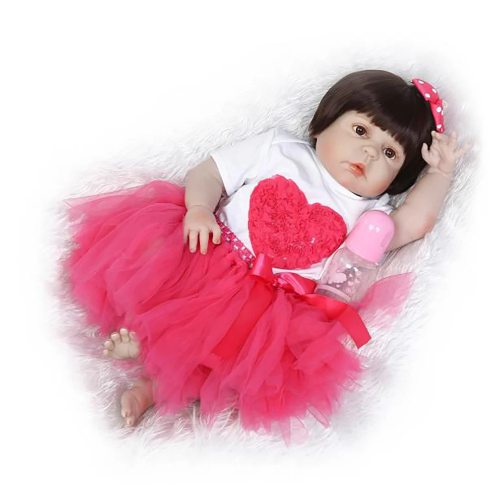 

57cm Full Body Silicone Doll Reborn Girl Baby Doll 23 inch Newborn Princess Toddler Babies Dolls Bathe Toy Play House Toys