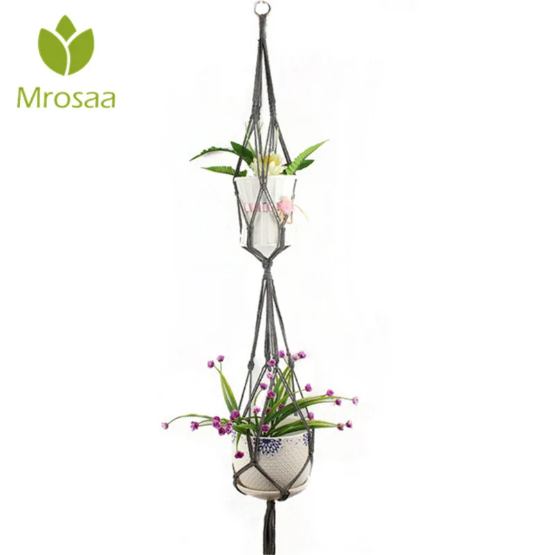 New Pot Holder Macrame Plant Hanger Hanging Planter Basket Jute Rope Braided Craft Hand-made Vertical Flower Pots | Дом и сад
