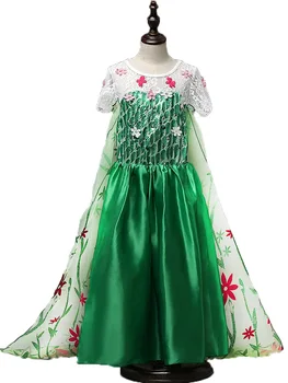 

New Vaiana green elsa costumes Girls Trolls Cosplay party Dresses Princess anna dress vestidos de festa meninas for children