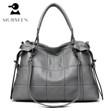 

2017 new brand women leather shoulder bags fashion lady Medium size handbags Female Commuter soft plaid leather messenger bags