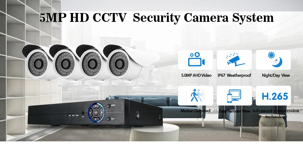 5mp HD CCTV система 4CH 8CH AHD DVR 4 шт. 5.0mp 2560*1920 камера безопасности Крытая система видеонаблюдения легко удаленный просмотр